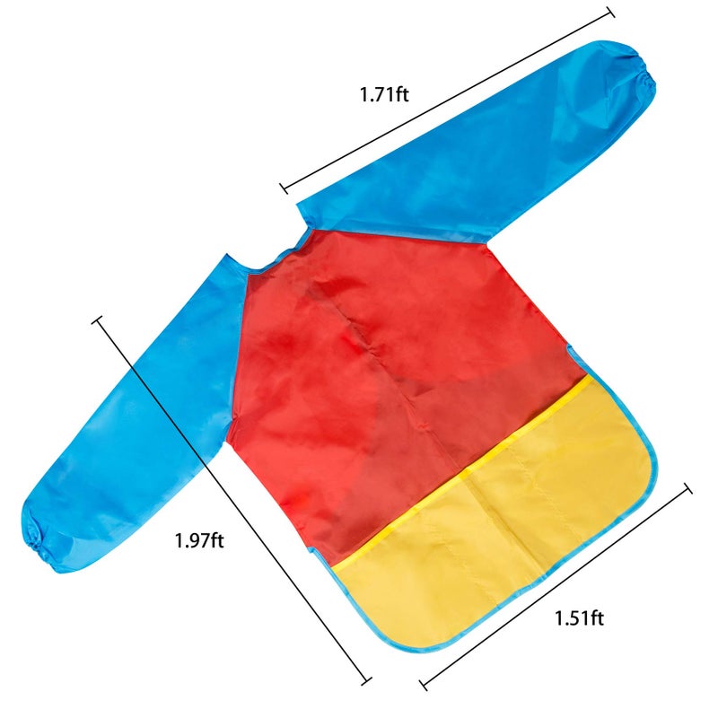 Bassion Kids Art Smocks Toddler Smock Waterproof Artist Painting Aprons Long Sleeve with 3 Pockets for Age 2-6 Years - Image 2