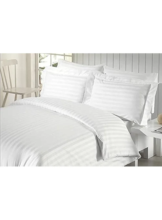 Hotel Linen Klub Hotel Linen Klub King 1-Piece Duvet Cover - 600TC 100% Long Staple Cotton, 1-Inch Stripe Sateen Weave, Luxurious Quality with Easy Button Closure, Size: 245 x 265 cm - Elevate Your Sleep Experience
