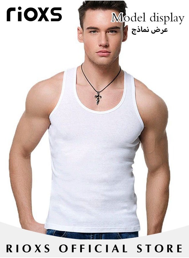 RIOXS - Men's 3-Pack Basic Workout Tank Top Set Athletic Muscle Tops Bodybuilding Quick Dry Sleeveless T-Shirt - Image 1