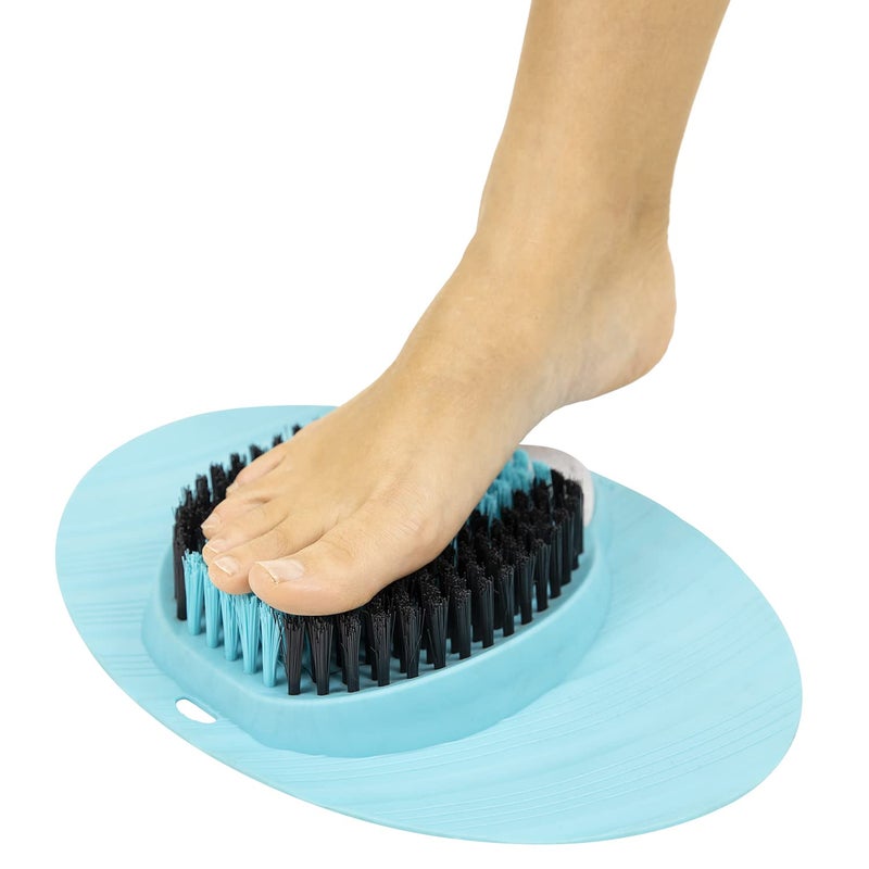 Vive Foot Scrubber for Shower Floor - Feet Cleaner for Dead Skin with Pumice Stone - Massager and Brush Exfoliating - Callus Remover, Improve Circulation and Relieves Pain - Nonslip Suction Cups - Image 1