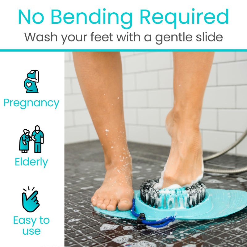 Vive Foot Scrubber for Shower Floor - Feet Cleaner for Dead Skin with Pumice Stone - Massager and Brush Exfoliating - Callus Remover, Improve Circulation and Relieves Pain - Nonslip Suction Cups - Image 4