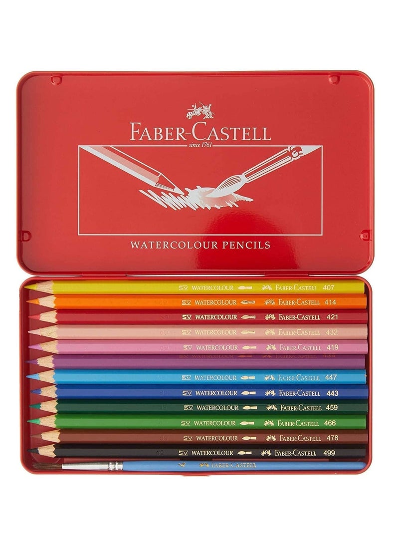 FABER-CASTELL - 12-Piece Watercolour Pencils With Paint Brush - Image 1