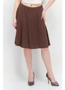 Zero Women Allover Print Midi Skirt, Brown Combo 