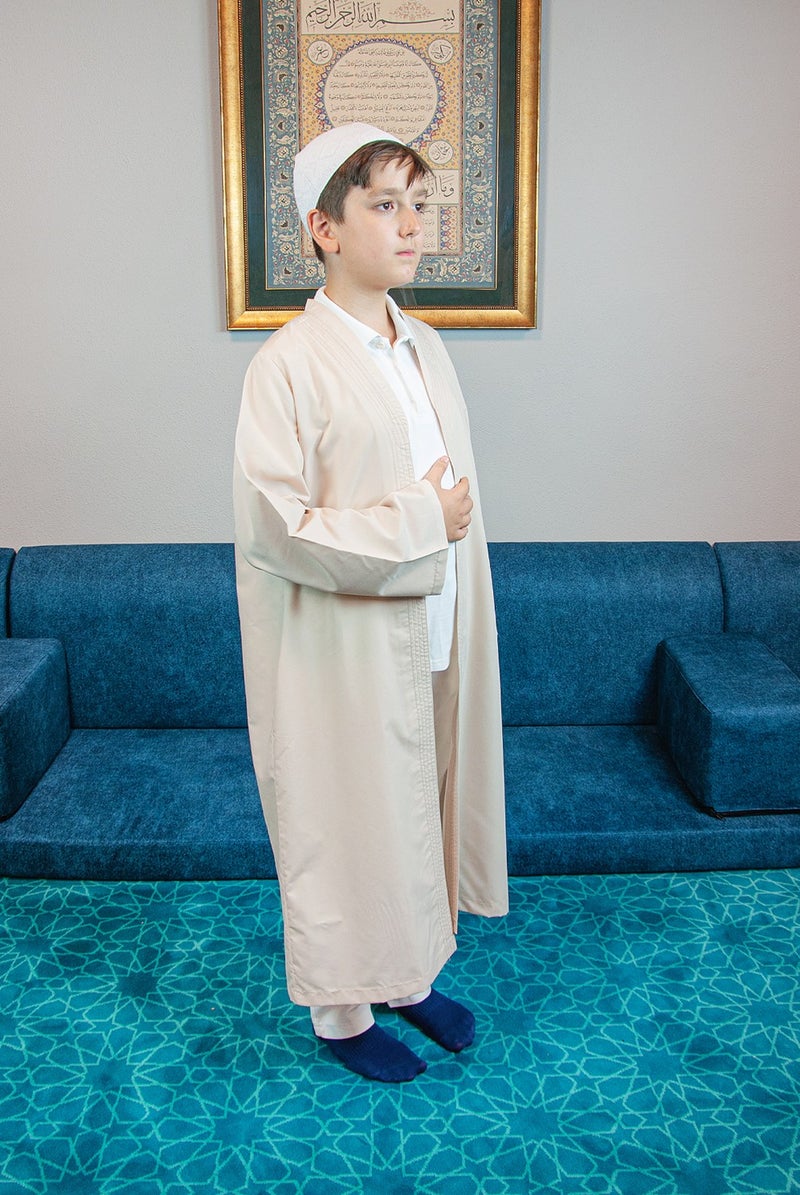 İhvan Online Ihvan Online Cream Bukhara Collar Prayer Dress Boy's Robe - Image 3