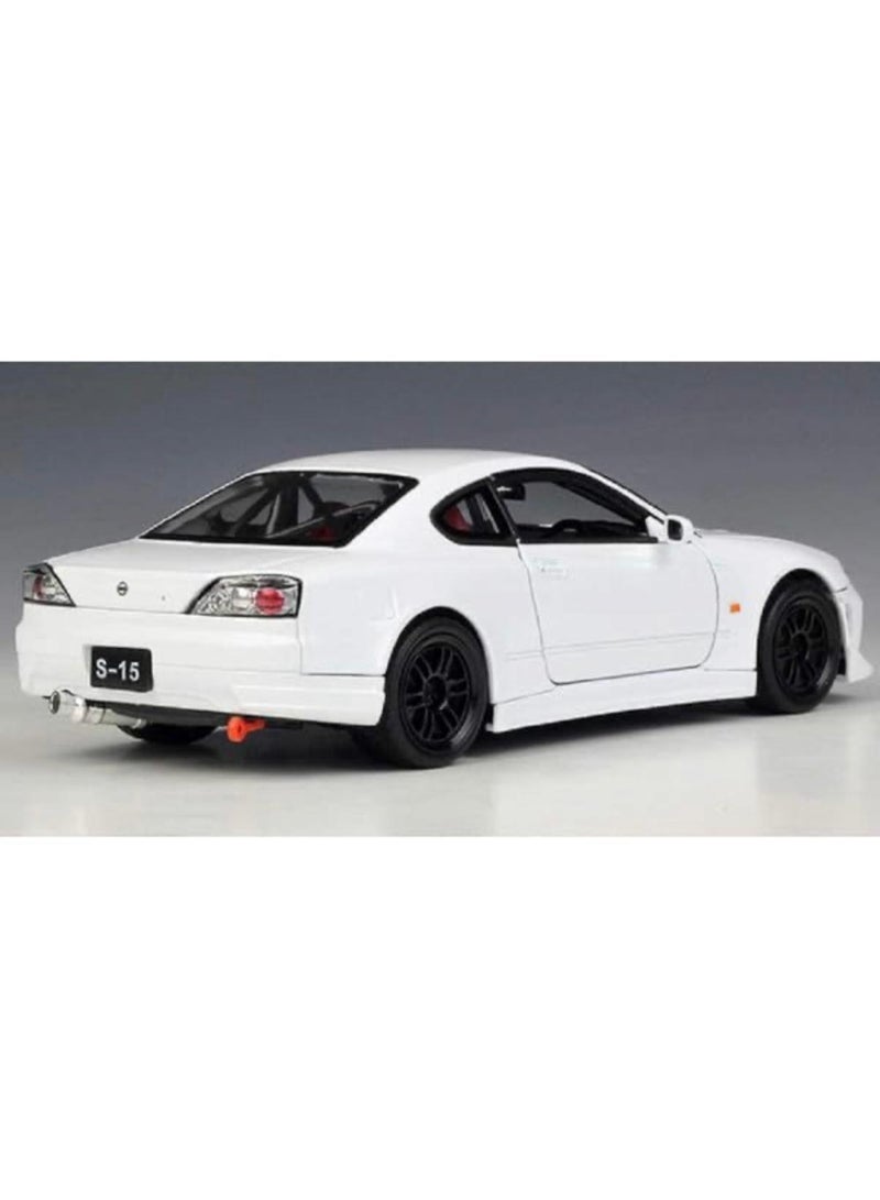 ويلي نموذج سيارة رياضية مصبوب بمقياس 1:24 - نيسان سيلفيا S15 كوبيه (أبيض) - أبواب وغطاء محرك مفتوحان - Image 2