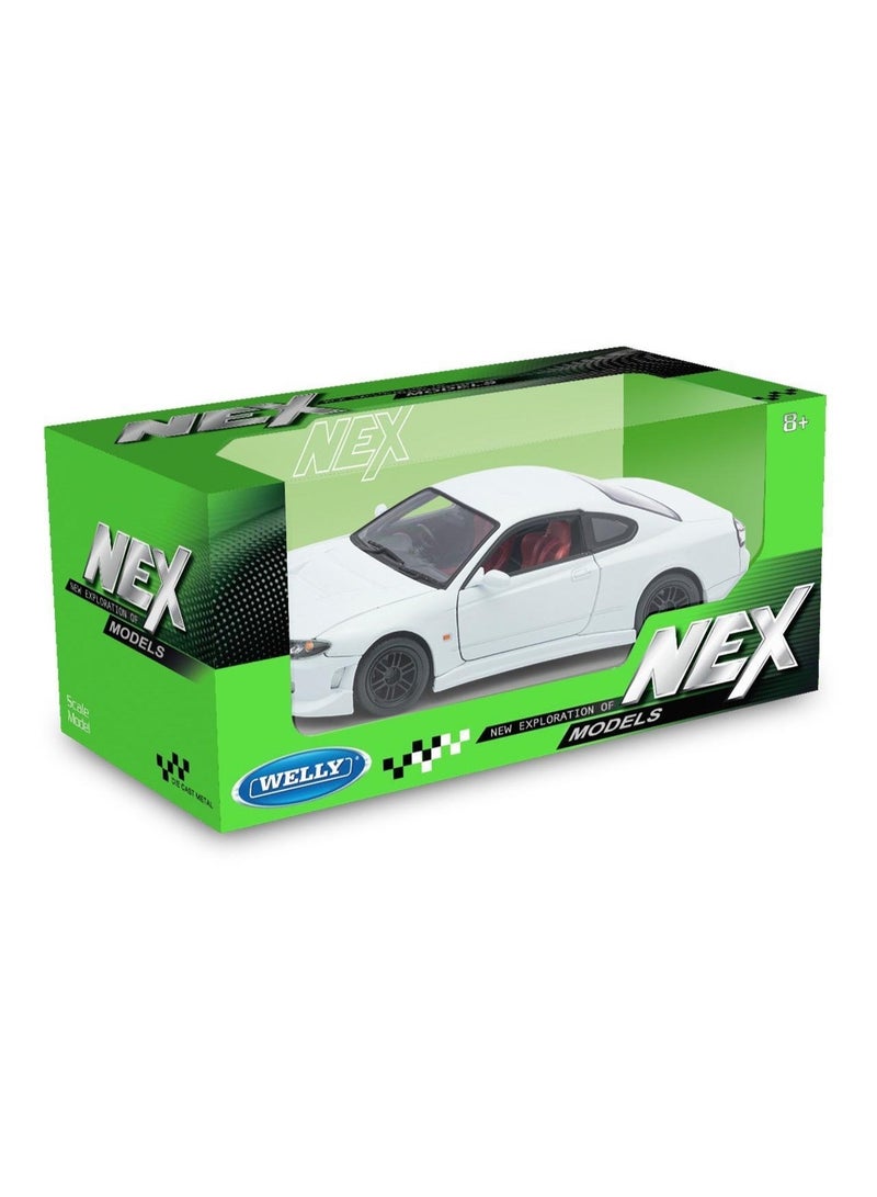 Welly 1:24 Scale Diecast Sports Car Model – Nissan Silvia S15 Coupe (White) – Opening Doors & Hood - Image 2