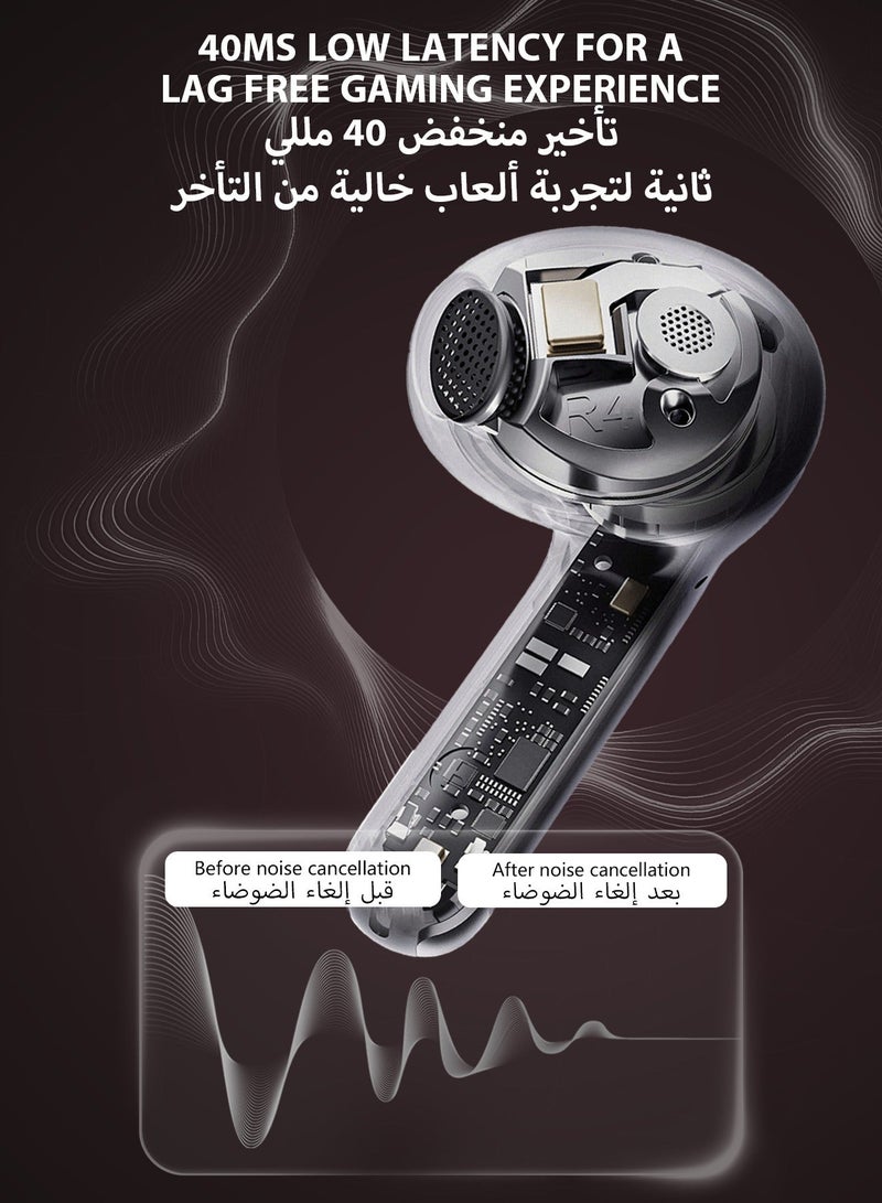 DUDAO Bluetooth 5.3 TWS Earbuds with LED Power Display, ENC Noise Reduction Clear Calls, HiFi Bass Stereo Sound, IPX5 Waterproof, Touch Control, Fast Type-C Charging Case – Black - Image 3