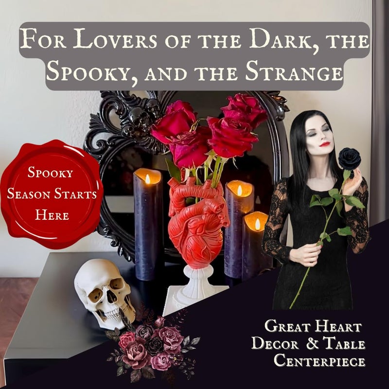 LevOli Gothic Anatomical Heart Vase - Valentines Creepy Large Human Heart Shaped Flower Planter - Horror Lovers Halloween Themed Gifts for Adult Women - Edgar Allan Poe Spooky Decor Weird Oddities - Image 4