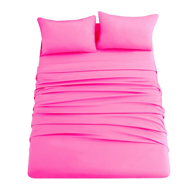 Ghooss Bed Sheet Set Queen Size Super Soft Microfiber 1800 Deep Pocket Luxury Bedding Sheets Double Brushed Wrinkle, Stain, Fade Resistant(Hot Pink,Queen) - Image 1
