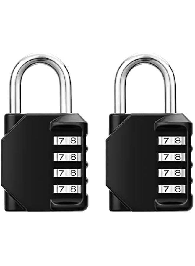 ZHQIAN 2 Pack Combination Lock 4 Digit Outdoor Waterproof Design Padlock, for School Gym Locker, Fence, Gate, Case, Hasp Cabinet (Black) - Image 1