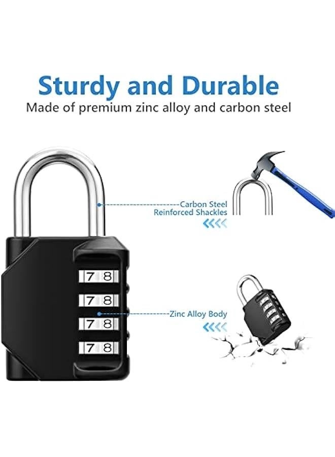 ZHQIAN 2 Pack Combination Lock 4 Digit Outdoor Waterproof Design Padlock, for School Gym Locker, Fence, Gate, Case, Hasp Cabinet (Black) - Image 2
