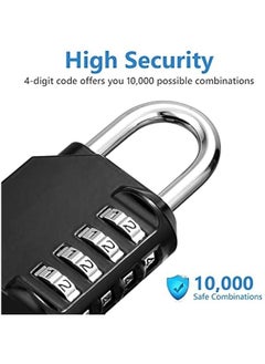 Generic ZHQIAN 2 Pack Combination Lock 4 Digit Outdoor Waterproof Design Padlock, for School Gym Locker, Fence, Gate, Case, Hasp Cabinet (Black)  - Image 3