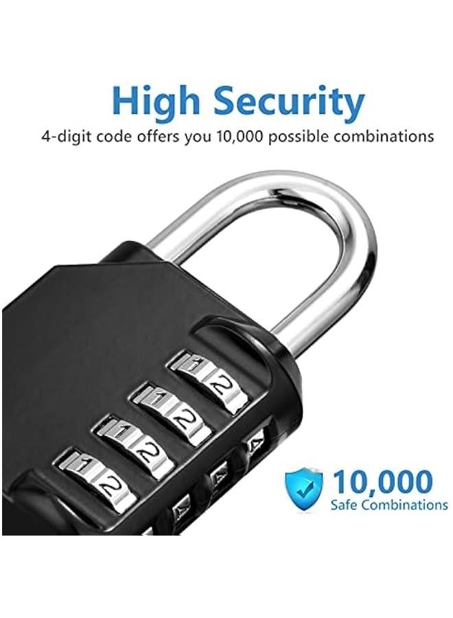 ZHQIAN 2 Pack Combination Lock 4 Digit Outdoor Waterproof Design Padlock, for School Gym Locker, Fence, Gate, Case, Hasp Cabinet (Black) - Image 3