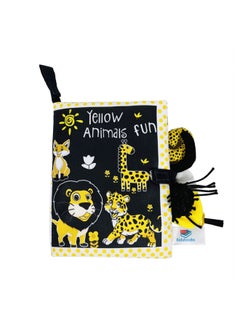 Generic Baby Cloth Book 3d Tail Black White Red Sound Paper Toy Baby Tear-resistant Fabric Book Toy For Infants Toddlers-Color: Tail Cloth Book Black White Yellow  - Image 1