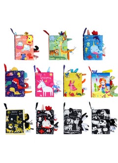 Generic Baby Cloth Book 3d Tail Black White Red Sound Paper Toy Baby Tear-resistant Fabric Book Toy For Infants Toddlers-Color: Tail Cloth Book Black White Yellow  - Image 2