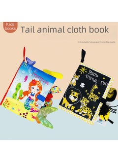 Generic Baby Cloth Book 3d Tail Black White Red Sound Paper Toy Baby Tear-resistant Fabric Book Toy For Infants Toddlers-Color: Tail Cloth Book Black White Yellow  - Image 4