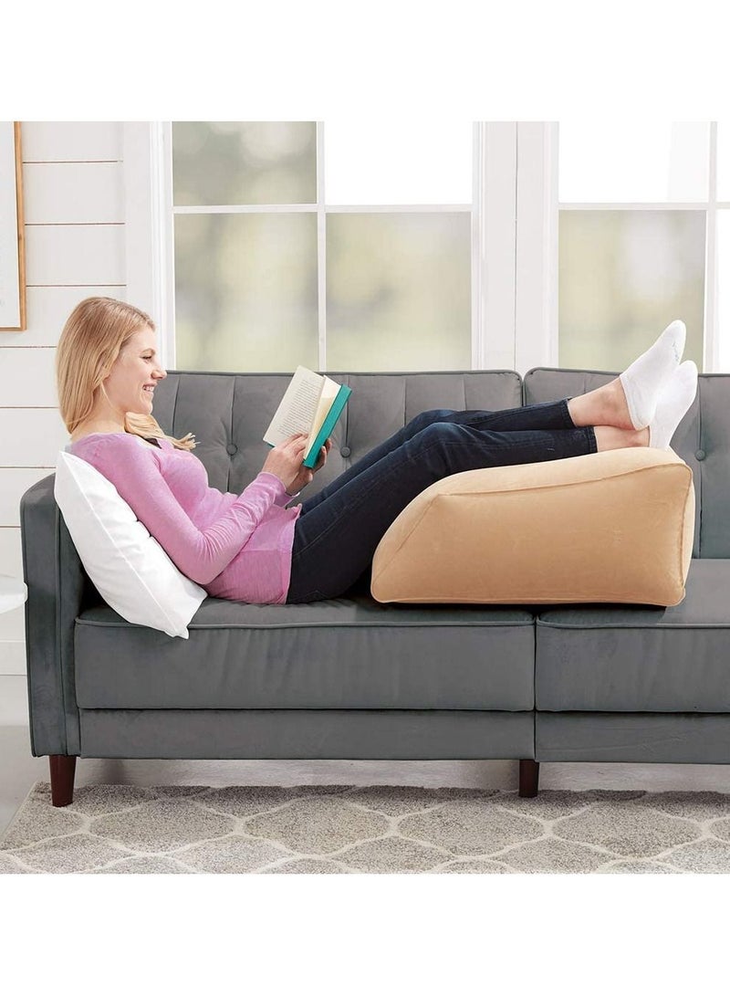 Must-Have Elevating Rest Relieves Leg, Hip and Knee Pain, Improves Circulation, Reduces Swelling-Inflatable Bed Wedge Pillow, Beige  - Image 3