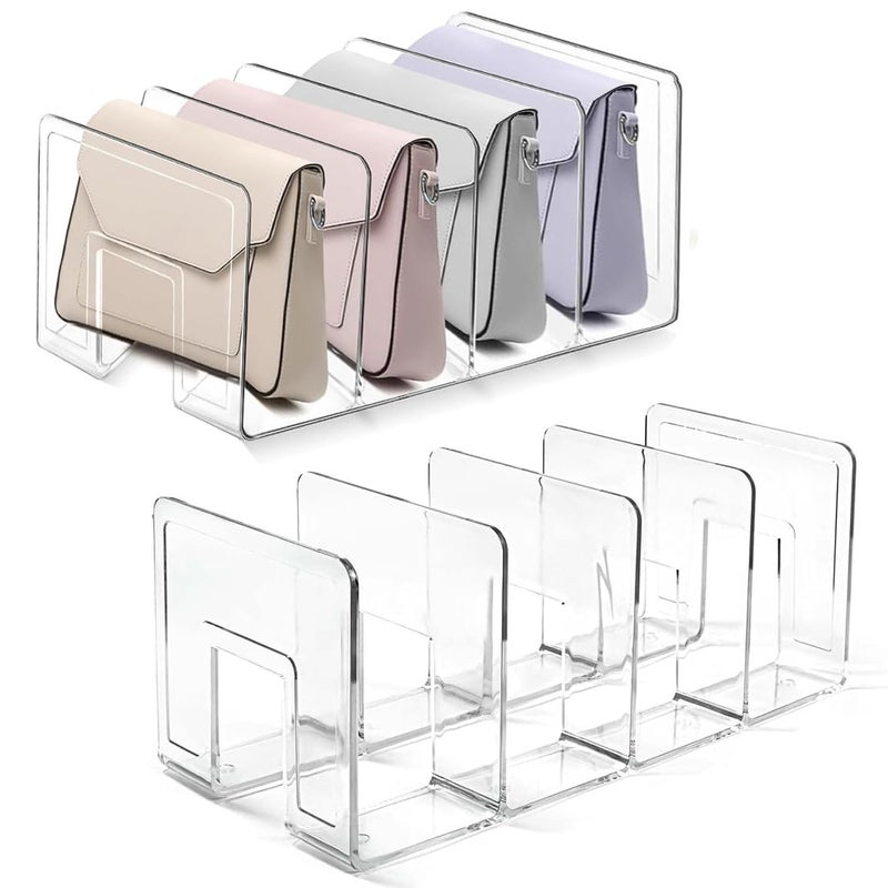 OTXKXBLP 2 Pcs Acrylic Clear Purse Storage Organizers, 4 Sections Dividers in Bedroom Office (bright) - Image 1