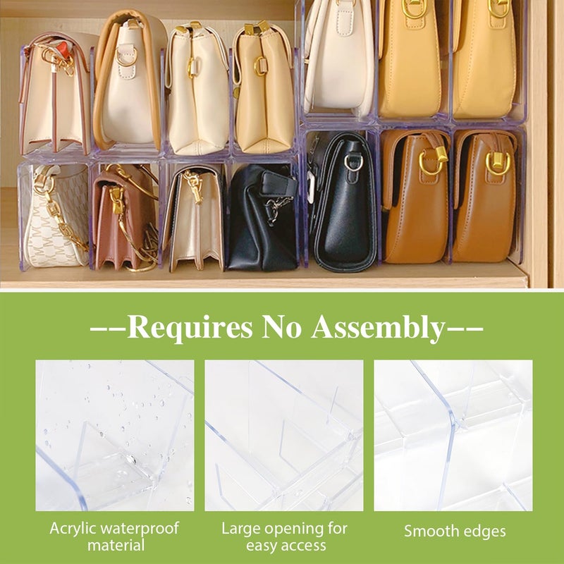OTXKXBLP 2 Pcs Acrylic Clear Purse Storage Organizers, 4 Sections Dividers in Bedroom Office (bright) - Image 3
