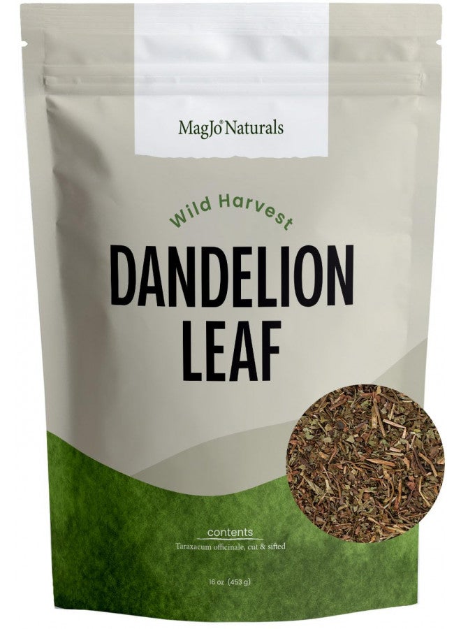 MagJo Naturals Wild-Harvest Dandelion Leaf (16 Ounces) Cut & Sifted, Non-irradiated, Taraxacum officinale, Bulk 1 Pound, Herbal Infusion, te diente de Leon organico - Image 1