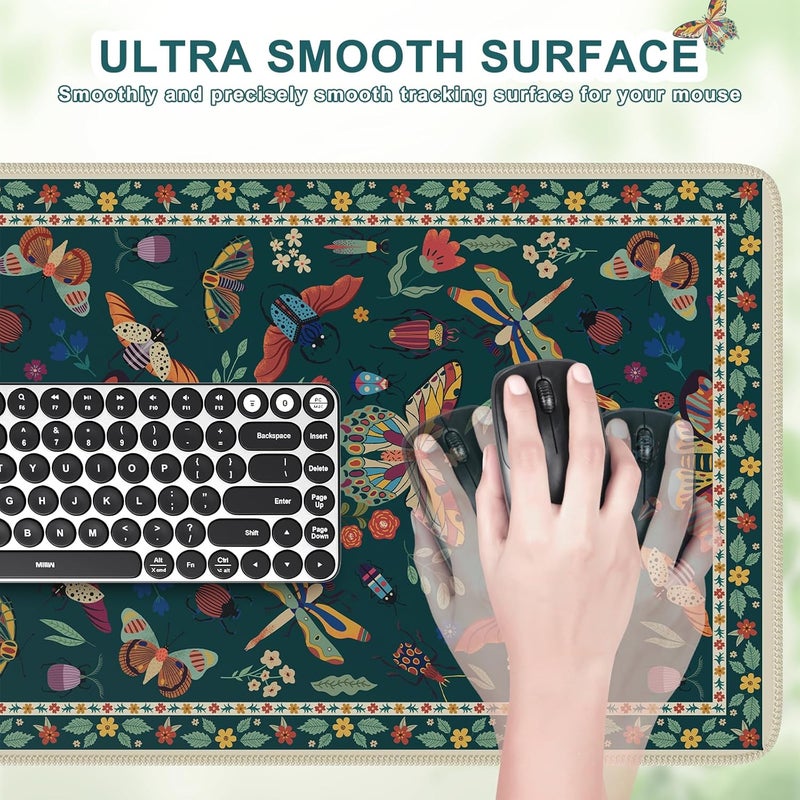 iCasso Desk Mat, Desk Matt for Desktop, Cute Desk Pad Mat, XXL Large Mouse Pad for Desk, Anti-Slip Big Mousepad with Stitched Edges, Keyboard Pad Mouse Mat for Computer(Green) - Image 3