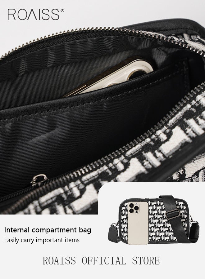 roaiss Casual Shoulder Crossbody Small Square Bag for Men Waist Packs with Adjustable Strap Trendy Chest Bags for Hiking Cycling  - Image 4