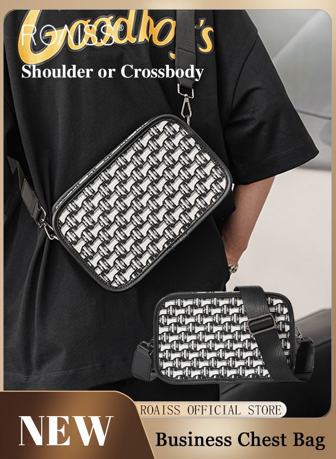roaiss Casual Shoulder Crossbody Small Square Bag for Men Waist Packs with Adjustable Strap Trendy Chest Bags for Hiking Cycling  - Image 1