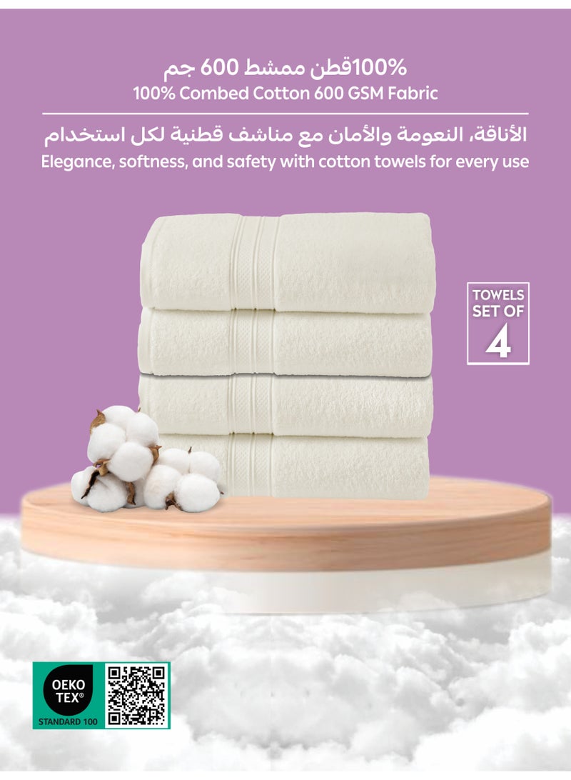 Donetella 4-Pcs Premium Bath Towel Set (70x140 cm) – 600 GSM 100% Cotton,100% Combed Cotton 600 GSM | Quick Dry, Ultra-Absorbent, Thick & Plush | Ideal for Bath, Spa, Gym, Hotel & Everyday Luxury - Image 2