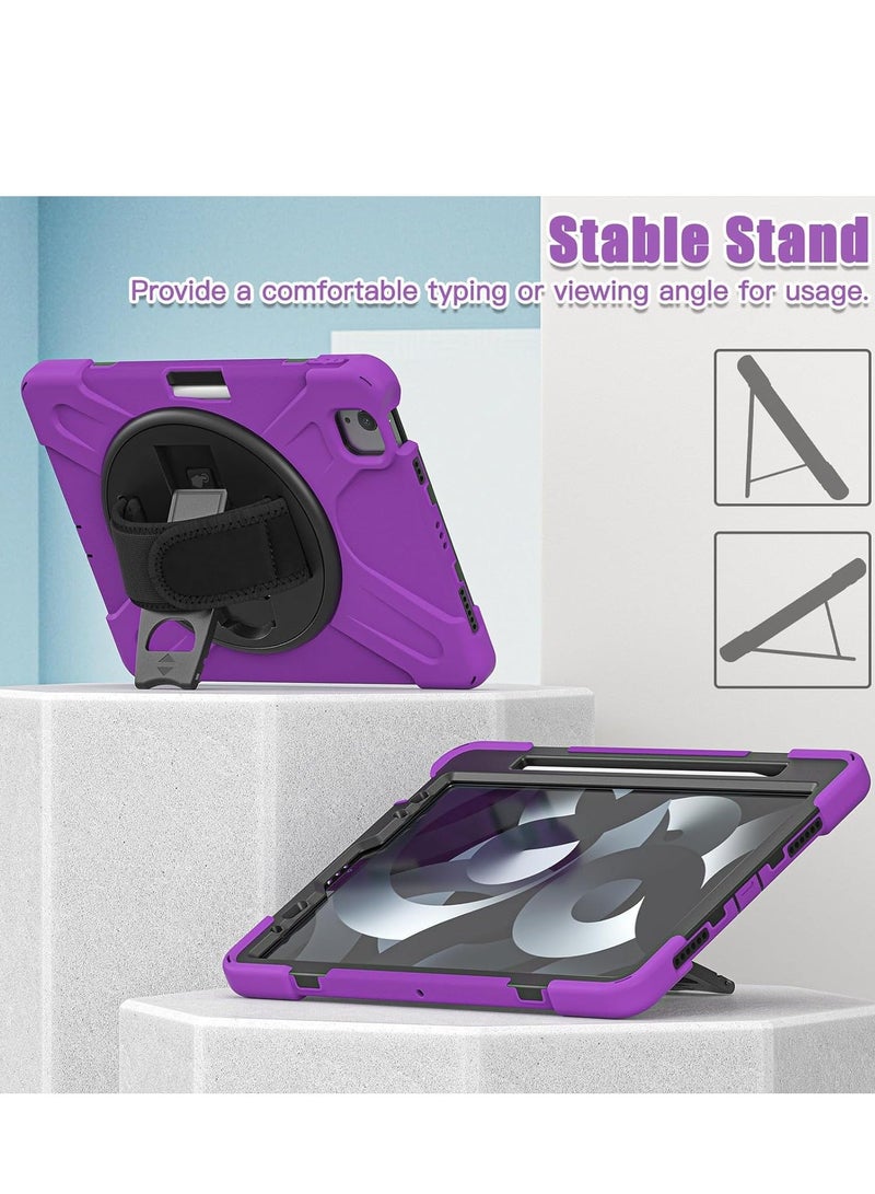 Kids Shockproof Case Compatible with iPad Air 13 inch (2024) M2, Heavy Duty Rugged Case with Hand Strap Kickstand and Shoulder Belt for iPad Air 13 Inch (Purple)  - Image 2