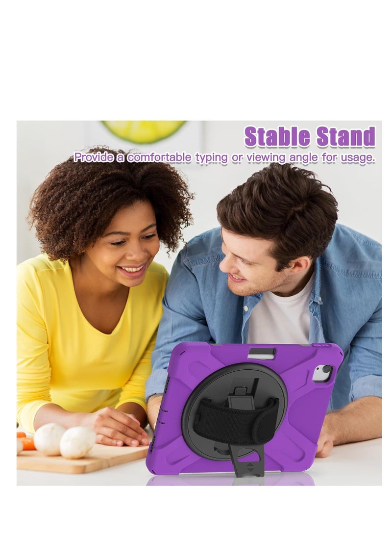 Kids Shockproof Case Compatible with iPad Air 13 inch (2024) M2, Heavy Duty Rugged Case with Hand Strap Kickstand and Shoulder Belt for iPad Air 13 Inch (Purple)  - Image 5