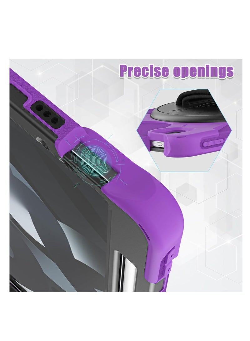 Kids Shockproof Case Compatible with iPad Air 13 inch (2024) M2, Heavy Duty Rugged Case with Hand Strap Kickstand and Shoulder Belt for iPad Air 13 Inch (Purple)  - Image 4