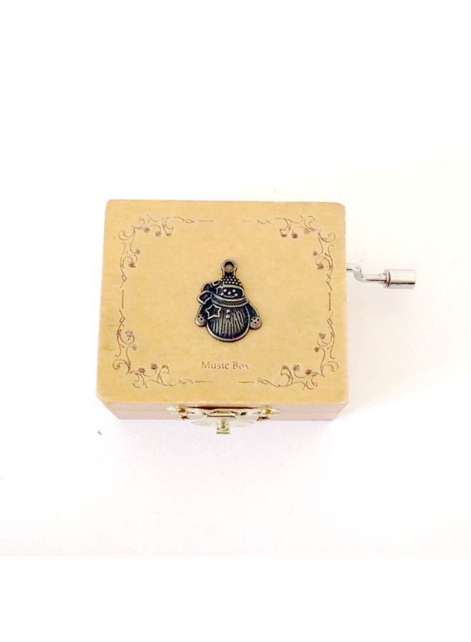 Vintage Small Patch Music Box Metal Wooden Hand Music Box Cute Gift Student Gift Wholesale-Color:Snowman  - Image 1