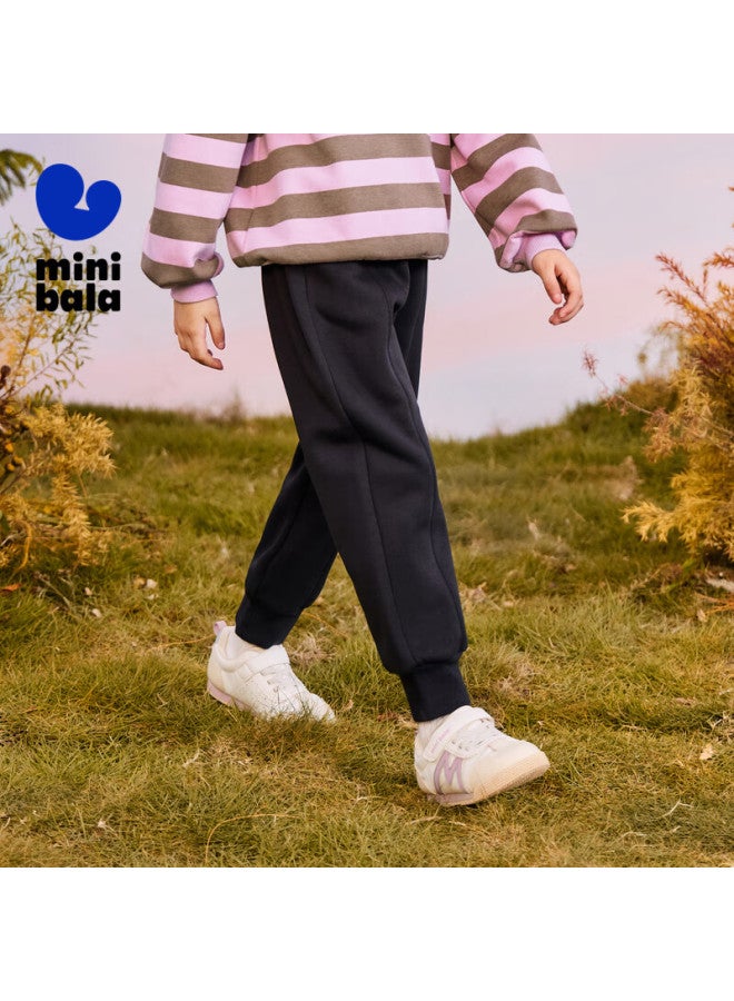 Minibala Boys And Girls Autumn And Winter New Far-infrared Fleece-lined Pants, Long Trousers - Image 1