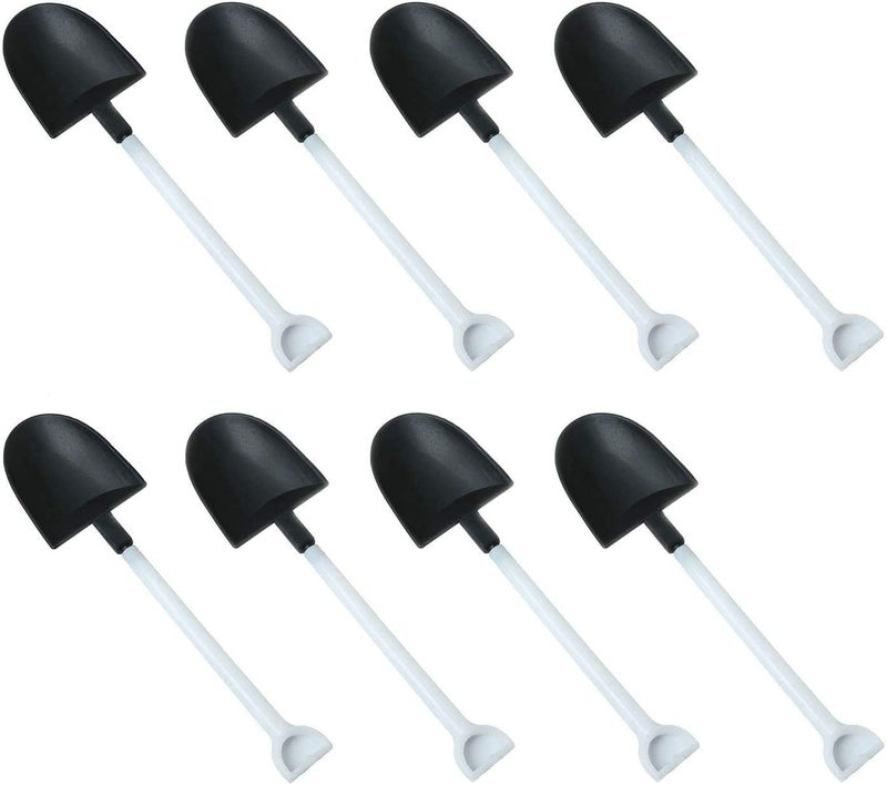 RLECS 50pcs Disposable Plastic Dessert Cake Scoop Shovel Shape Mini Ice Cream Spoon Pudding Dessert Spoons Party Supplies Black