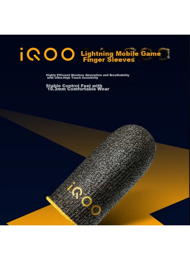 iQOO 【iQOO Lightning Gaming Finger Sleeves】2-Pack for Thumb & Index Finger High-sensitivity Touch, Anti-slip for Sweaty Hands, Moisture-wicking & Breathable, Ultra-thin 0.3mm, High-density Silver Fiber Woven Sweatproof Sleeves with Black Metal Storage Case - Image 4