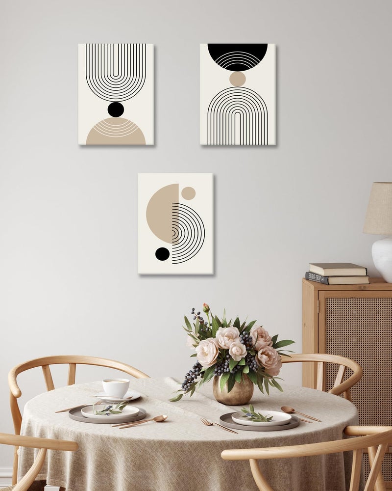 HesenDot Abstract Botanical Wall Art Set of 3, 30x40CM Neutral Plant Framed Canvas Prints, Beige Green Boho Aesthetic Wall Decor for Living Room Bedroom Bathroom Office Home - Image 5