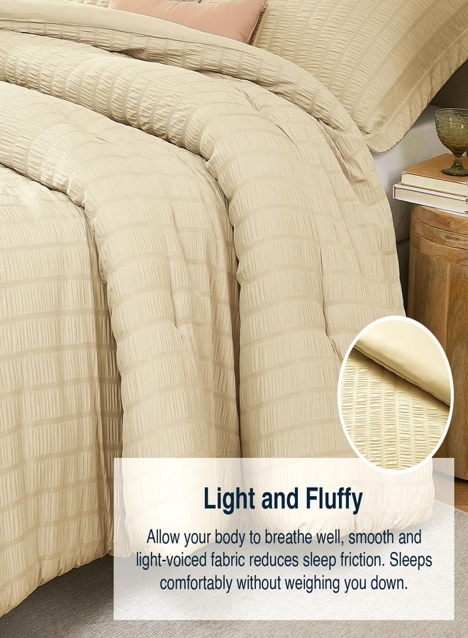 Quataly Queen Comforter Set Linen,3PCS Seersucker Lightweight Bedding Comforter for All Season, Queen Size(90''×90'' Comforter & 2 Pillowcases) - Image 4