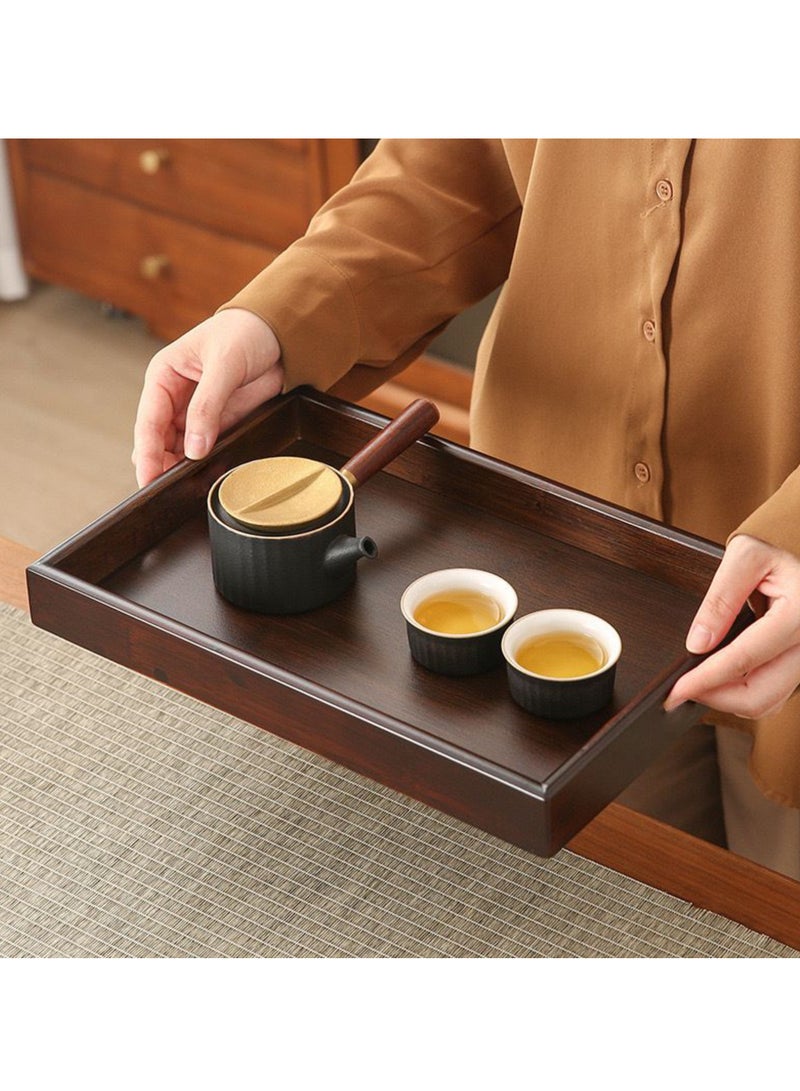 اي زد صينية التقديم مستطيلة 30*20 سم ، صينية تقديم الخيزران لون بني ، صينية سرير الإفطار ، صينية تقديم لطاولة القهوة ، الشاي ، المقبلات ، حفلات الشواء ، الحفلات，صحون，صحون ضيافه - Image 1