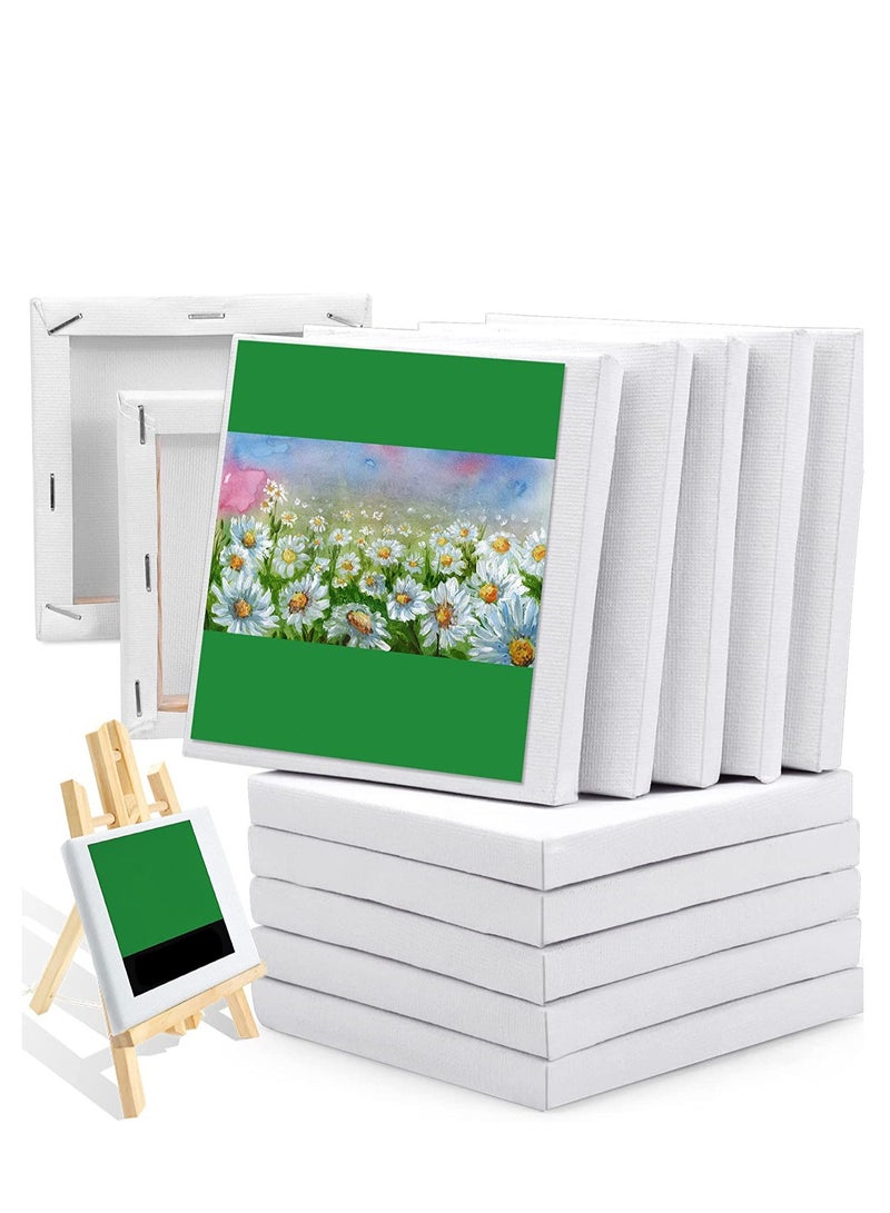 SYOSI Mini Stretched Canvas Profile Art Primed Canvases for Painting Small Professional Stretched Canvas for Kids and Art Supplies for Acrylics Oils Other 10 Pack  - Image 1