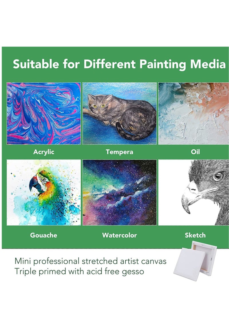 SYOSI Mini Stretched Canvas Profile Art Primed Canvases for Painting Small Professional Stretched Canvas for Kids and Art Supplies for Acrylics Oils Other 10 Pack  - Image 3
