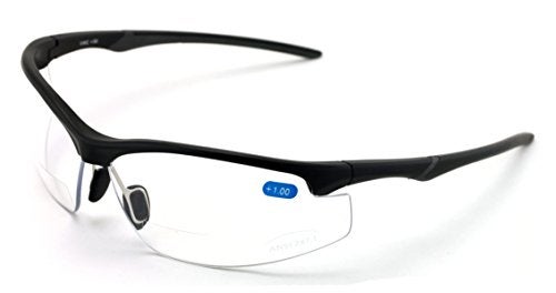 V.W.E. Bifocal High Performance Sport Protective Safety Glasses Bifocal - Clear Lens Reader Reading Glasses - Ansi Z87.1 Certified (Matte Black, 3.00) - Image 4