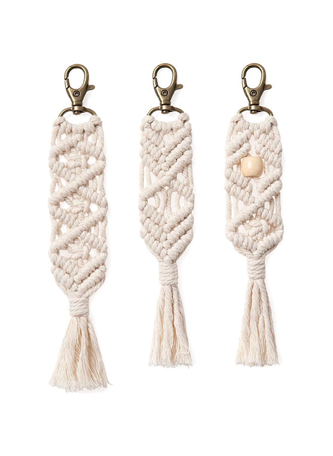 Antikiano Macrame Keychains Boho Macrame Bag Charms with Tassels Car Hanging 3 pieces  - Image 1