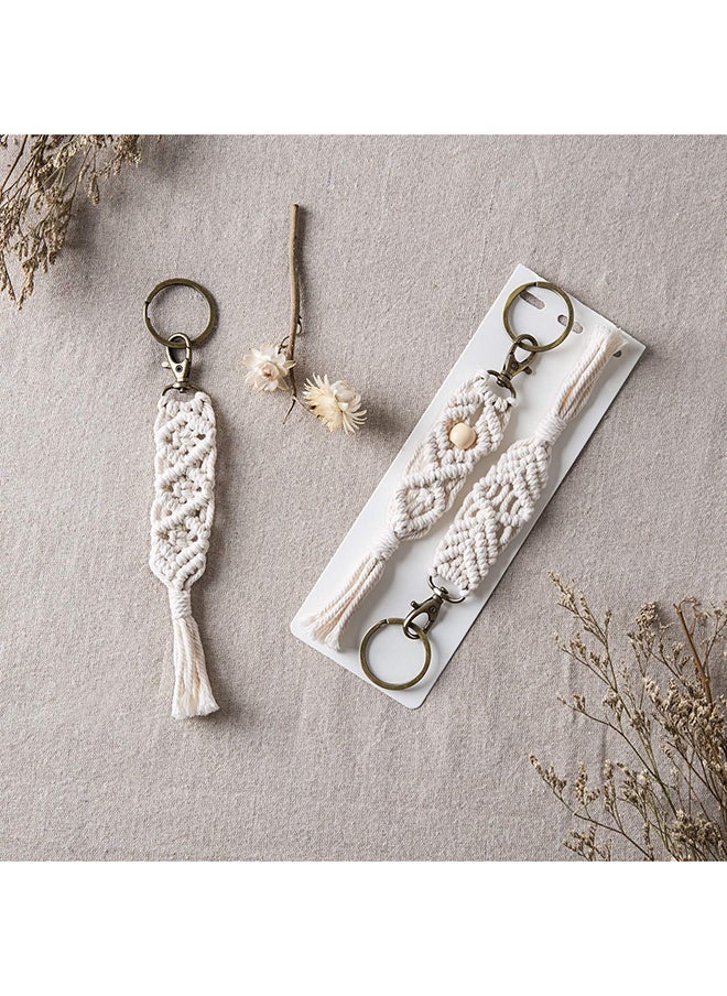 Antikiano Macrame Keychains Boho Macrame Bag Charms with Tassels Car Hanging 3 pieces  - Image 5