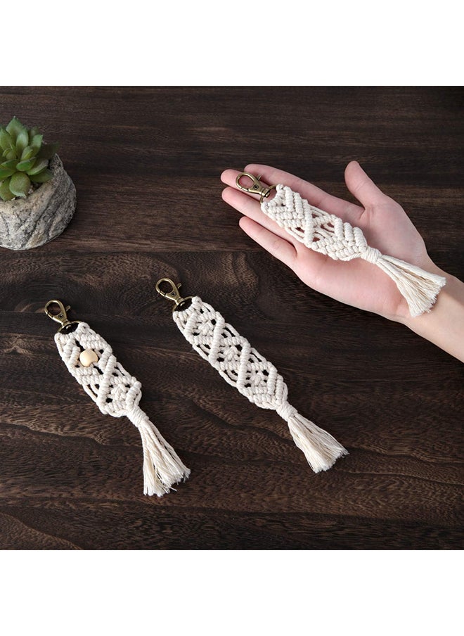 Antikiano Macrame Keychains Boho Macrame Bag Charms with Tassels Car Hanging 3 pieces  - Image 4
