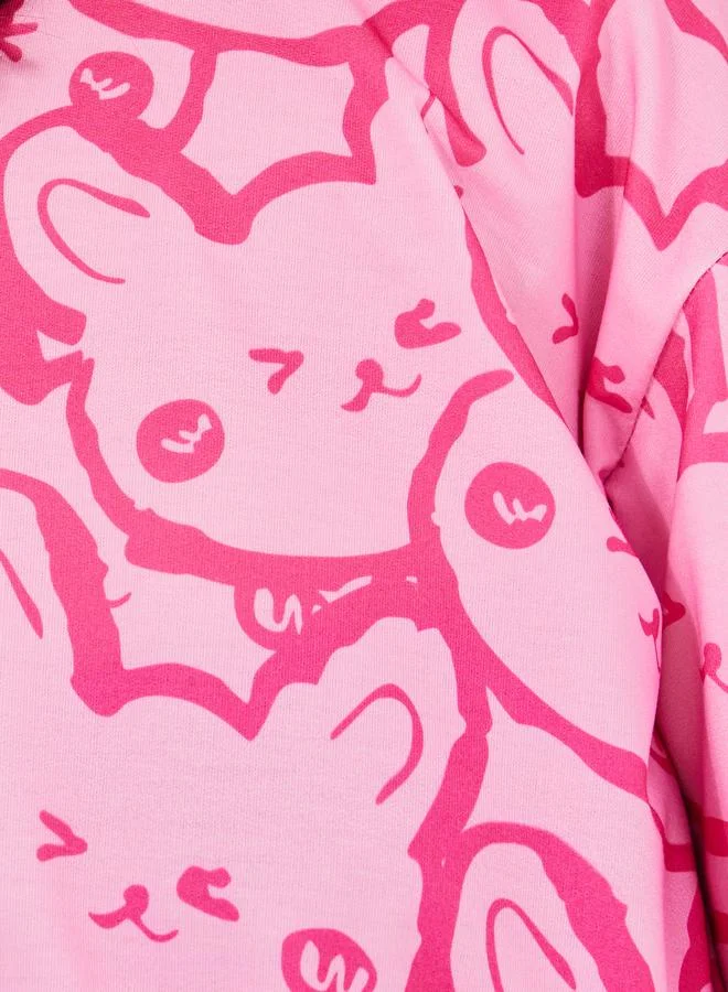 Styli Bear Graphic Print Lightweight Sweatshirt