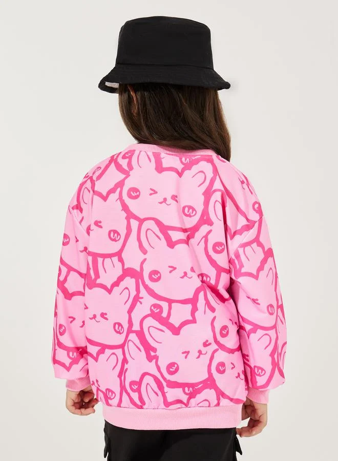 Styli Bear Graphic Print Lightweight Sweatshirt