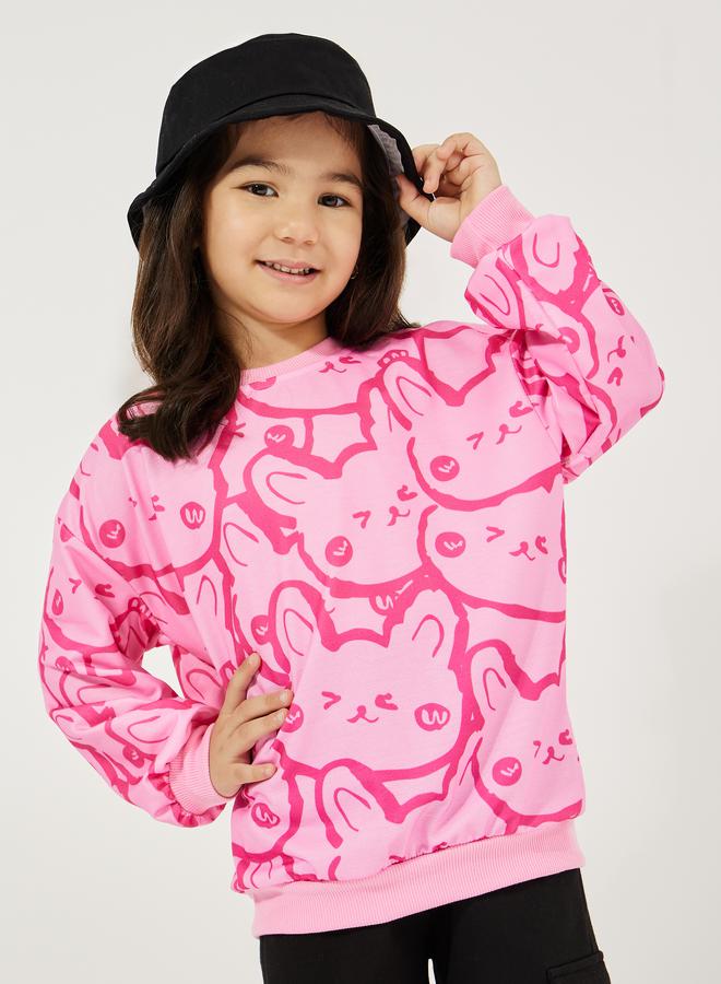 Styli Bear Graphic Print Lightweight Sweatshirt - Image 1