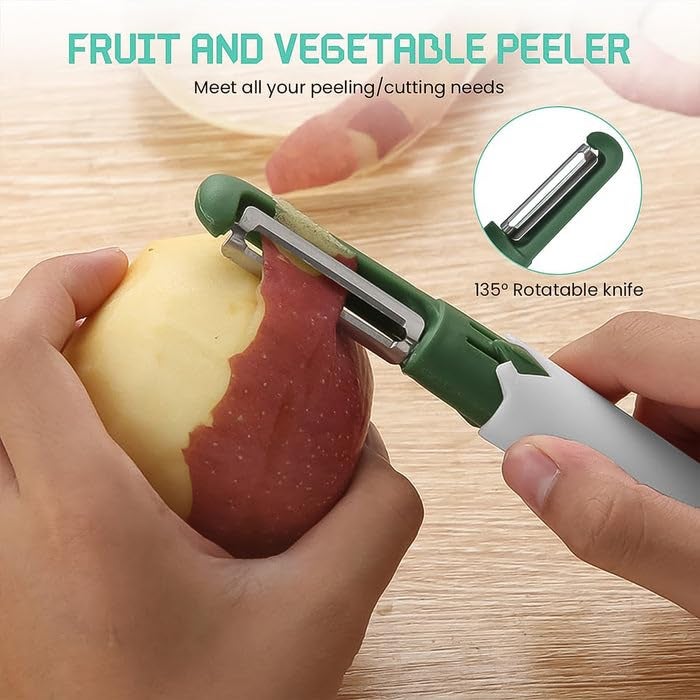 Garth 2-in-1 Knife, Multifunctional Peeler, Two-in-One Fruit Knife, Fruit and Vegetable Cutting Knife + Sawtooth Peeler, Apple, Carrot, Potato, Fruit Slice Antiskid Durable, Ergonomic - Image 4
