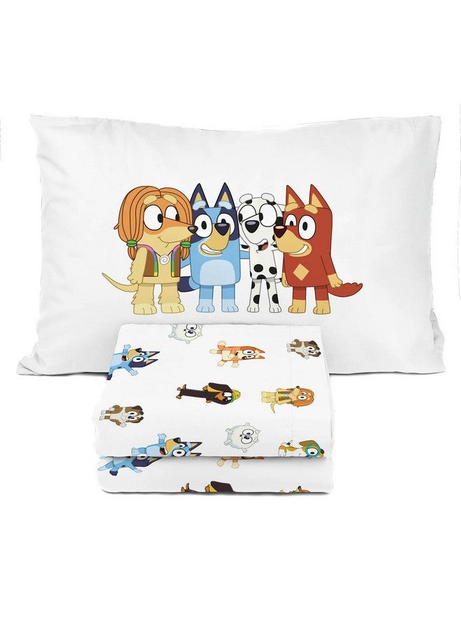 Sunny Side Up Bluey & Friends Toddler Sheet Set - 3 Piece Toddler Bedding Set Includes Pillow Cover - Super Soft Microfiber Sheets - Image 1