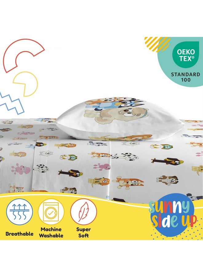 Sunny Side Up Bluey & Friends Toddler Sheet Set - 3 Piece Toddler Bedding Set Includes Pillow Cover - Super Soft Microfiber Sheets - Image 4
